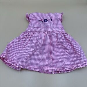 Small Wonders Baby Girl Pink Gingham Dress Floral Embroidered Ruffles 0-3 Months